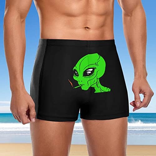 מצחיק חייזרים עישון גברים של כיכר רגל בגד ים ספורט בוקסר בגד ים קיץ חוף קצר אלסטי בגדי ים