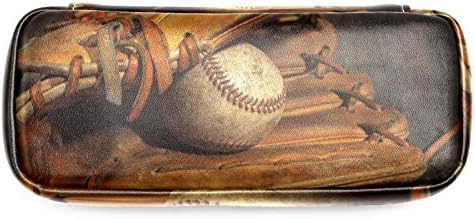 כפפת בייסבול ישנה עם כדור ספורט מעוגן 84x55in עיפרון עור עט עט עם תיק אחסון כפול רוכסן כפול
