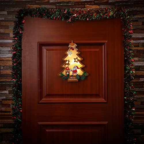בוכרי 11.8 אינץ 'צורת עץ חג המולד מואר קישוט מואר דלת קיר קיר חלון זרי סוללה המופעלת על עץ חג