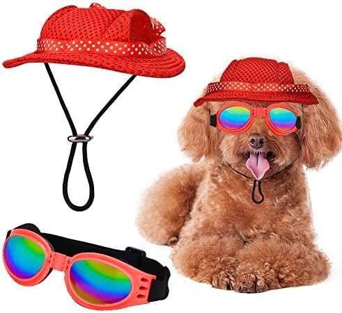 כלב כובע ומשקפי שמש קיץ כלב בייסבול כובע לחיות מחמד גור מגן כובעי שיזוף תלבושת עם אוזן חורים דוגי חתול