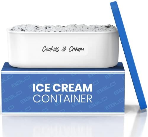 בלצ 'י - מיכל גלידה-2 ליטר - אחסון מקפיא לשימוש חוזר מושלם לאמבטיות גלידה תוצרת בית לסורבה, יוגורט קפוא וג'