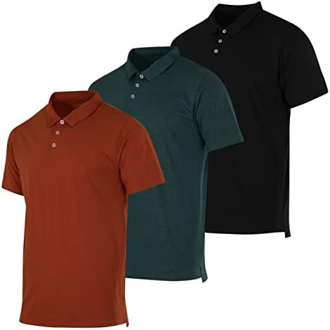 3 חבילה: חולצת פולו של שרוול קצר של הגברים של הגברים - פולו נושם פולו