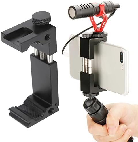 JHWSX טלפון אוניברסלי חצובה מחזיק הרכבה מהדק צילום קליפ 1/4 בורג נעל קרה לחצובה Selfie Stick Stick מיקרופון אור