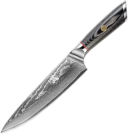 מיצומוטו סאקארי 8 אינץ 'סכין שף ג'וטו יפני, סכין בישול מטבח פלדה AUS-10 Premium, סכין סושי בשר מזויף ידני