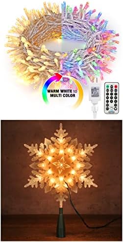 BRIZLED 200 LED לבן חם לבן ורב צבע משתנים אורות חג מולד + 9.25 אינף שלג כוכב חג המולד TEETOP למסיבת עץ חג המולד