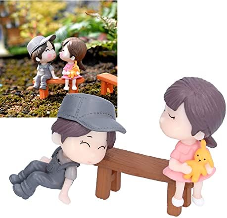 קריקטורה מתוק אוהבי קישוט שרף נשיקת בובות יושב מושב פסל מיניאטורי זוג צלמיות חמוד בובת בית עשה זאת בעצמך אביזרי