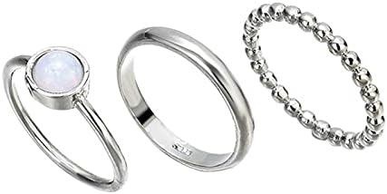 טבעת סטרלינג טבעת סטרלינג טבעת טבעת ערימת 3 יחידות טבעות גיאומטריות מינימליסטיות כסף טבעות