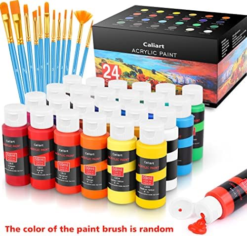 קליארט אקריליק צבע סט עם 12 מברשות, 24 צבעים אמנות קרפט צבעי מתנות לאמנים ילדים למתחילים & מגבר; ציירים, פסחא