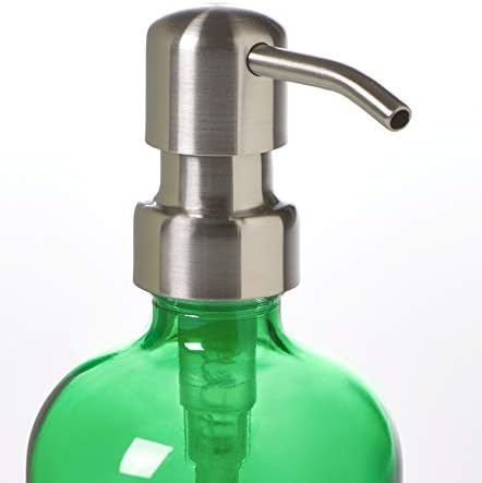 מתקן סבון סבון זכוכית ירוקה בסגנון מנהלים עם משאבת נירוסטה ומגן רכבת / משטחי שיש ללא החלקה - בקבוק