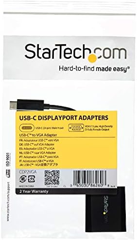 Startech.com USB -C למתאם VGA - שחור - 1080p - ממיר וידאו עבור MacBook Pro - USB C ל- VGA Display Dongle -