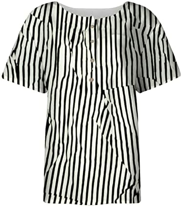 חולצות לנשים, שרוול קצר בקיץ צווארון V צוואר פרחוני מזדמן כפתור כושר רופף כפתור חולצות חולצות חולצות