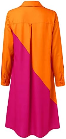 שמלה מזדמנת של Miashui לנשים נשים באביב ובקיץ כפתור דש מזדמן צבע ארוך צבע שמלות חמודות ארוכות לנשים