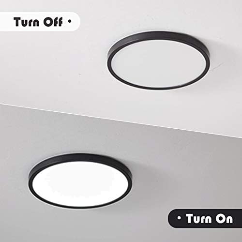 Qcyuui LED סומק אור תקרה אור, 16 אינץ 'קרוב למנורת תקרה, מתקן תאורת מטבח מודרני שחור דק לחדר שינה מרפסת מרפסת