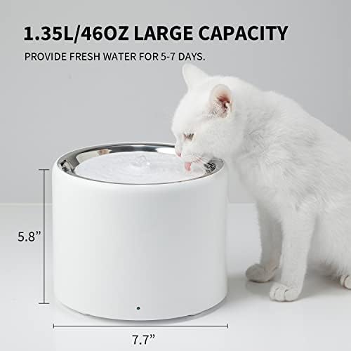 מזרקת מים מפלדת אל חלד עם משאבה אלחוטית, מתקן מזרקת מים לכלב חתול, מזרקת מים לחתול שקט במיוחד