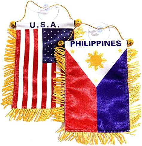 פיליפיני אמריקאי מיני באנר דגל ספורט לרכב ולקישוט הבית קיר חלון קיר דגל קטן מתלה אביזרי תפאורה מקלעים לזכוכית
