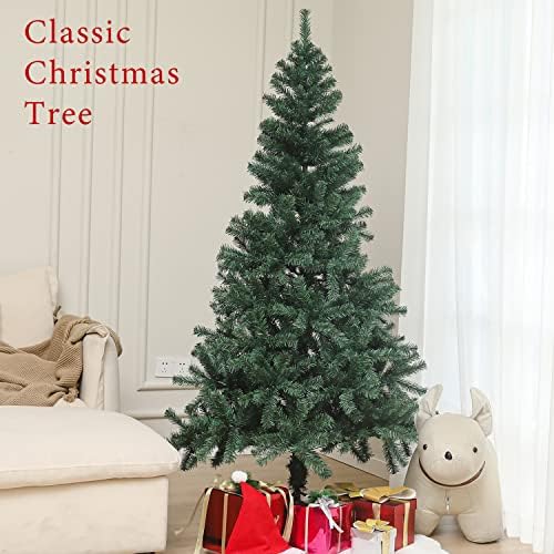 CCINEE 6ft עץ חג מולד מלאכותי, 700 טיפים ענפים ירוקים צירים עם עמדות מתכת, הרכבה קלה, לקישוט
