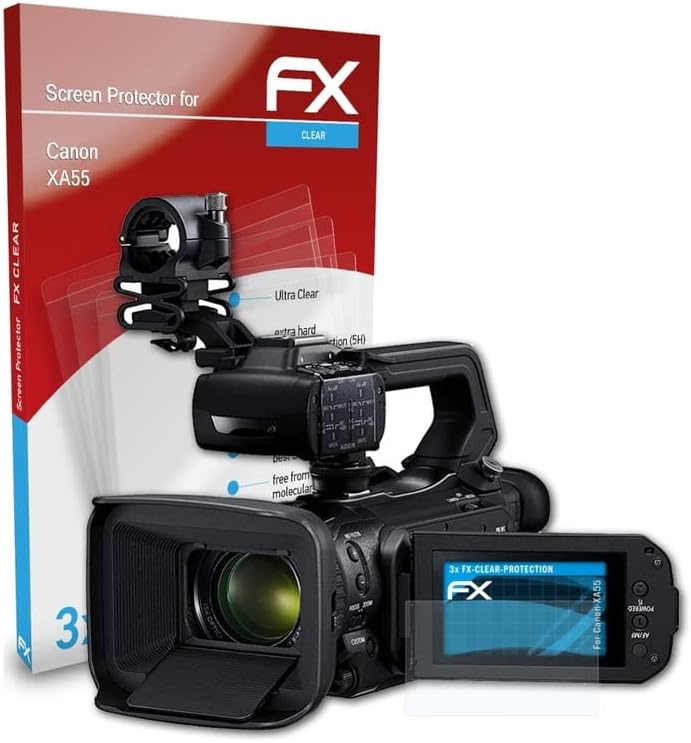 סרט הגנת המסך של Atfolix התואם למגן המסך של Canon XA55, סרט מגן אולטרה-ברור FX
