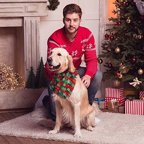 10 חתיכות כלב חג המולד בנדנה בנדנה קלאסית קלאסית משובצת חיות מחמד של שלג חיות מחמד צעיפים סגנון משולש