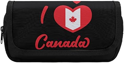 אני אוהב קנדה קנדה שקית עיפרון דגל שכבה כפולה עט עט נייר נייר תיבת איפור איפור קופסה עם רוכסן גודל אחד