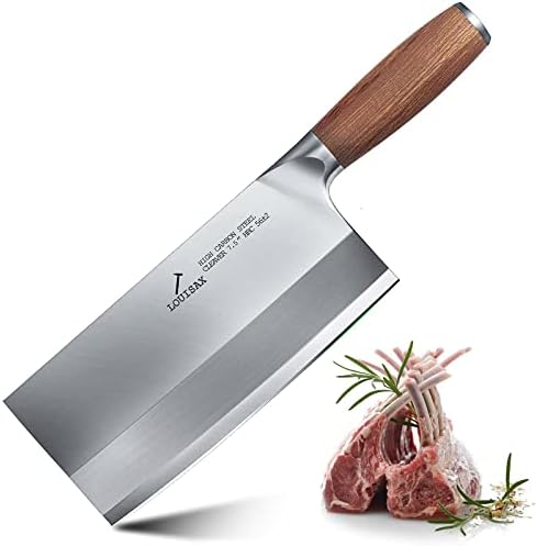 סכין בשר צמחי של לואיזקס סכין - 8 - סכין קליבר סיני - סכין קצבים - פלדת פחמן גבוהה מזויפת - טאנג מלא - ידית