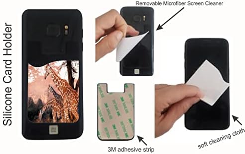 ג'ירפות עיצוב סצינות ציוריות - סיליקון 3M דבק כרטיסי אשראי נתיב ארנק לאייפון/גלקסי אנדרואיד מארזים