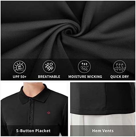 חולצות פולו של שרוול קצר של Naviskin, חולצות גולף 5-כפתור חולצות upf 50+ לחות ספורט ספורט חולצות