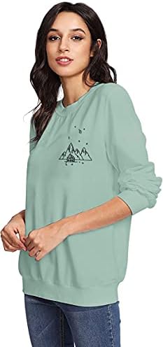 סווטשירט קמפינג של Mousya לנשים שרוול ארוך הר ארוך הדפסת חולצה גרפית חולצת טיולים חולצה חולצה
