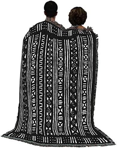 שמיכת בד כפרית טהורה שמיכת בד בוץ - סגנון אפריקני - שטיחי מתנה תרבותיים אפריקאים זורקים ארוגים