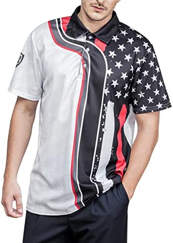 חולצות גולף לגברים חולצת פולו גברים מצחיק נדנדה פטריוטית אמריקאי דגל חולצה מטורף יבש מתאים מודפס פולו