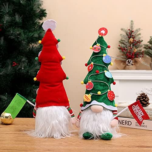 גמד חג המולד קישוטי עם אור, 2 חבילה בעבודת יד שוודי טומטה חג המולד עץ גמד שולחן קישוטי מחזיק החג שמח סימני