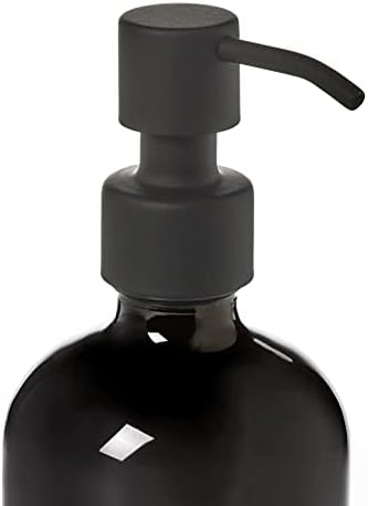 מתקן סבון שחור עם משאבת מתכת - צנצנת מתקן בקבוקי זכוכית 16oz לסבון נוזלי, קרם או שמפו על ידי רוח