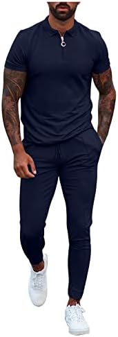 גברים תלבושת 2 חלקים 2023 חליפות ספורט ספורט ספורט ספורט שרוול קצר רוכסן חולצת פולו ומכנסיים מוגדרים חליפות חוף