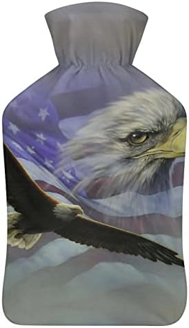 דגל אמריקאי קירח נשר בקבוק מים חמים עם כיסוי קטיפה רכה שקית הזרקת מי גומי חמים 1000 מל