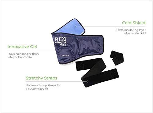 Flexikold Standard, חצי גודל וצוואר עם רצועות ג'ל חבילות קרות קרח עם רצועות - גדלים: גדול, קטן וצוואר