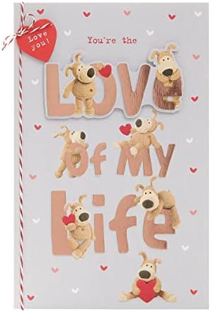 Boofle One I Love כרטיס חג האהבה עם מעטפה - עיצוב חמוד עם Boofles & אותיות גדולות, 165 ממ x 254 ממ