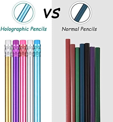 עפרונות הולוגרפיים עם מחקים צבעים שונים מגוונים עפרונות נצנצים מעץ עפרונות אשליה אופטית עפרונות