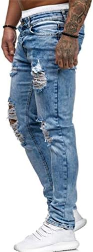 הכושר הדק והדק של גברים הרסו מכנסי ג'ינס במצוקה של גברים, ג'ינס ישר, הורסים מכנסיים