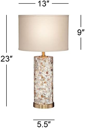 360 תאורה מרגרט מודרנית מנורות שולחן מבטא חוף 23 סט גבוה של 2 אריחי פנינה צילינדר צילינדר קרם פשתן גוון תוף לסלון
