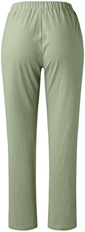 מכנסי קאפרי קיץ טרנדי לנשים מצע צבע אחיד מכנסיים אלסטיים נוחים מכנסי טרקלין קצוצים ברגליים ישרות