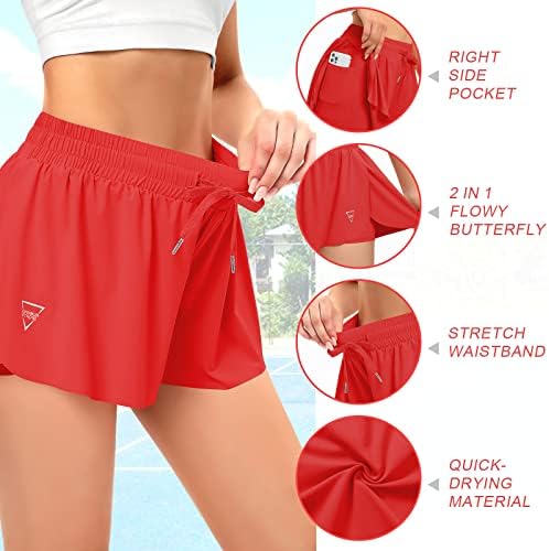 מכנסיים קצרים פרפר מכנסיים קצרים זורמים לנשים עם כיס נשים קצרות אתלטיות זורמות המריצות מכנסיים