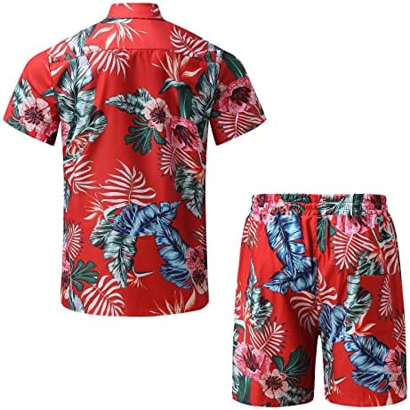 חליפות איטלקיות גברים אביב קיץ סט קז'ואל פרחוני חליפת חוף הוואי