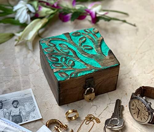 גדול מתנת יום הולדת בעבודת יד דקורטיבי עץ תכשיטי תיבת עם עץ של חיים גילוף & מנעול & מפתח תכשיטי ארגונית מזכרת