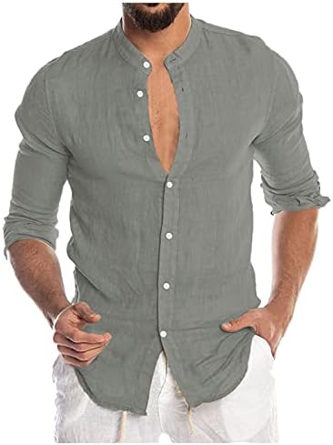 XXBR כותנה פשתן חולצות מזדמנים לגברים, 2021 סתיו חולצות שרוול ארוך של גברים סתיו גברים עם כיסים קדמיים