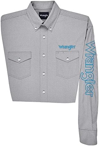 לוגו שרוול ארוך של רנגלר לגברים חולצת הצמד מערבית - הדפס אפור
