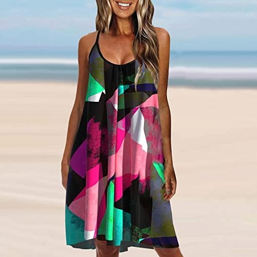 בגדים לנשים 2023, שמלות לנשים קיץ מזדמן פרחוני טנק מודפס שמלה ללא שרוולים חלול חוף רופף חוף רופף