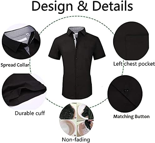 אסבל.ג חולצות שמלת שרוול קצר לגברים חולצות כפתורים מזדמנים בהתאמה רגילה