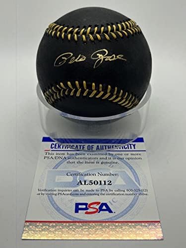 פיט רוז חתום על חתימה רשמית MLB שחור וזהב תחרה בייסבול PSA DNA *12 - כדורי חתימה