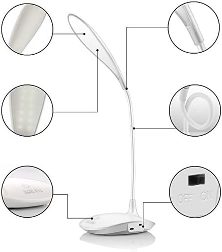 מנורת שולחן LED של kszhi, עם יציאת טעינה של USB, אור שולחן עבודה של מגע שולחן עבודה גמיש, בהירות לעומק 3 דרגות,