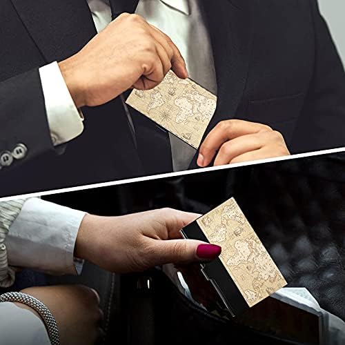 מפת עולם ספינה עסקים כרטיס מחזיק עבור נשים גברים עסקים כרטיס בעל מקרה עם עור אשראי כרטיס אישי כרטיס מזהה כרטיס