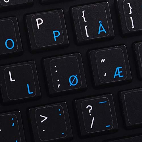 אפל אנגלית-נורווגית תוויות מקלדת לא שקופות על רקע שחור למחשב נייד, שולחן עבודה ומחברת